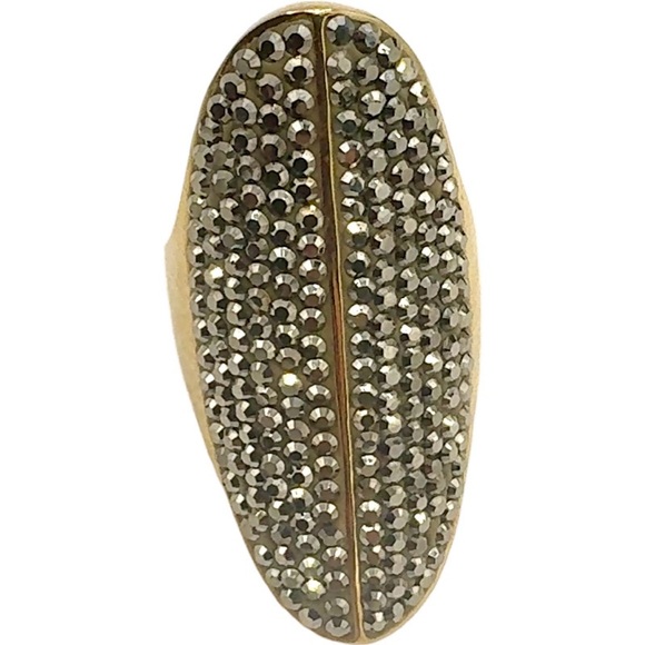 Henri Bendel Tribal Dark Grey Rocks and Gold Ring Size 5.75 - Picture 3 of 10